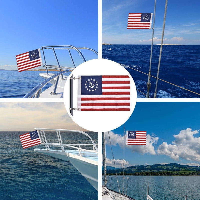 FLAGMESAGE Universal Boat Flag Marine 16"x24" with 4 Boat Flag Pole Kits, Ensign Nautical American Flag Fully with Sewn Stripes for Yacht Boat - Image 5